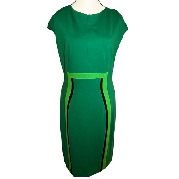 Escada Double Zip Leaf Green Sheath Dress Geometric Women’s Size EU 42 US 10 - Picture 1 of 8
